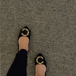 Elegant Black and Gold Women's Flats